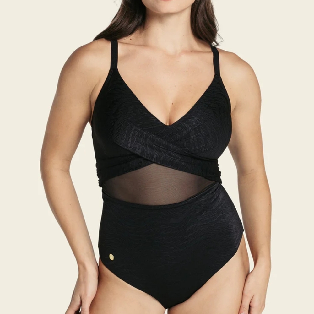 LEONISA SHAPEWEAR Cross-Front One-Piece Slimming Swimsuit